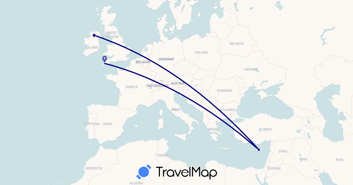 TravelMap itinerary: driving in Cyprus, United Kingdom (Asia, Europe)